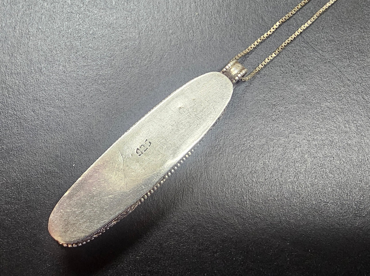 Vintage Egyptian Sterling Silver 3 tone Cartouche Pendant Hieroglyphics Symbols Pill / Poison Box
