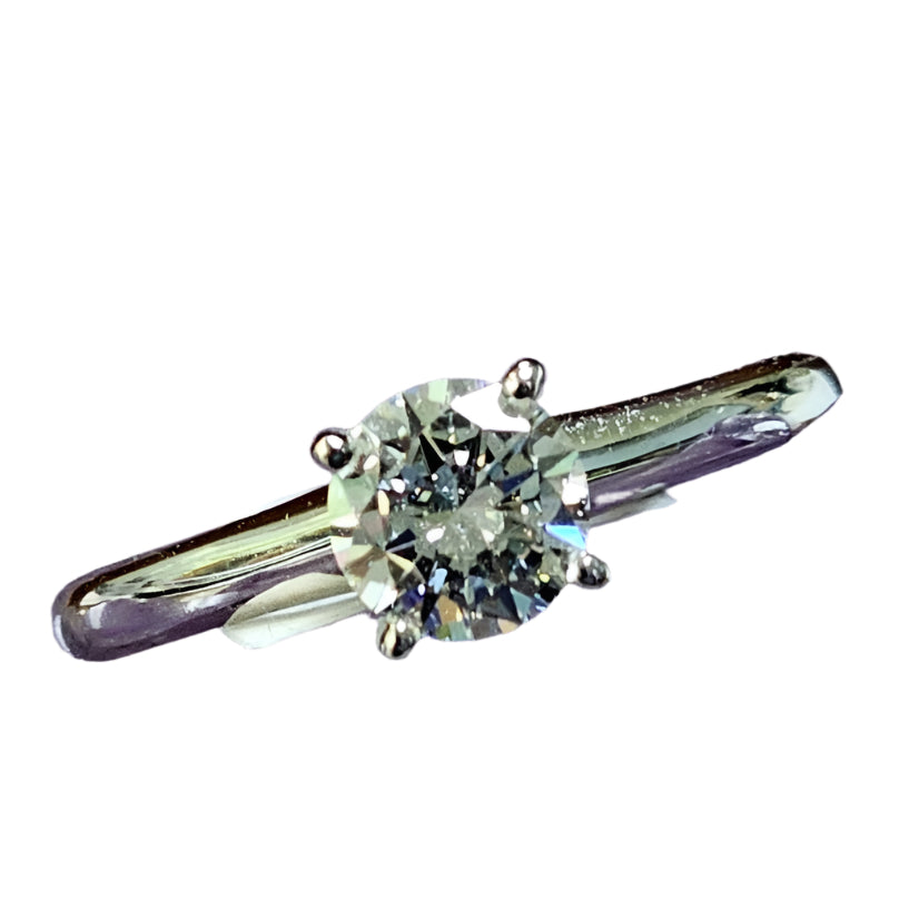GIA .71 Ct Natural Round Brilliant Cut Diamond F SI1 Solitaire Platinum Ring