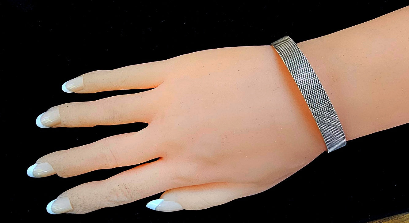 Estate Genuine Tiffany & Co RARE Silver Somerset Mesh Firm Bangle Bracelet