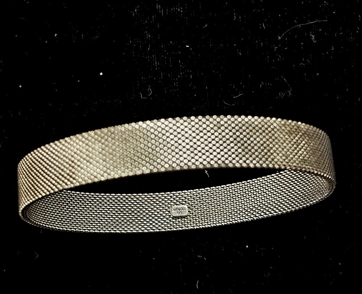 Estate Genuine Tiffany & Co RARE Silver Somerset Mesh Firm Bangle Bracelet