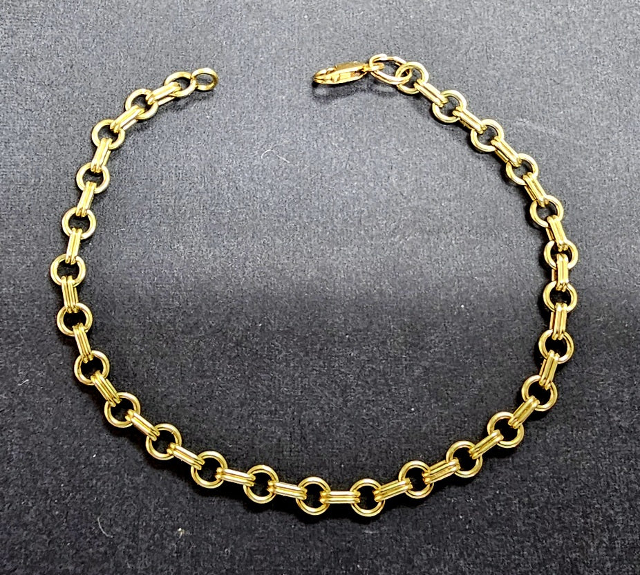 14k Yellow Gold Rolo Link Solid Chain Bracelet 7.75 inches 5.0 mm 7.6 Grams