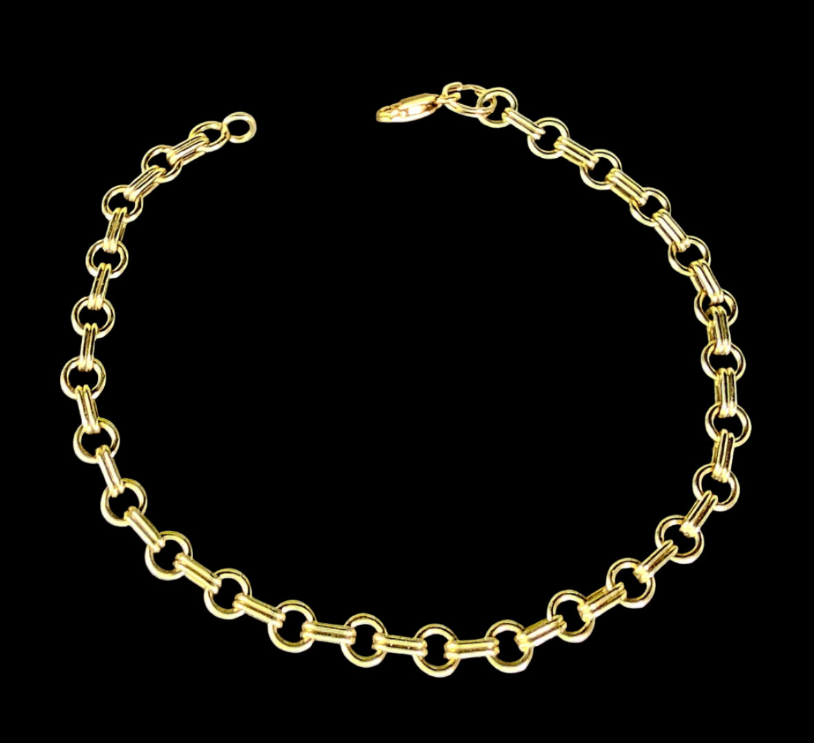14k Yellow Gold Rolo Link Solid Chain Bracelet 7.75 inches 5.0 mm 7.6 Grams