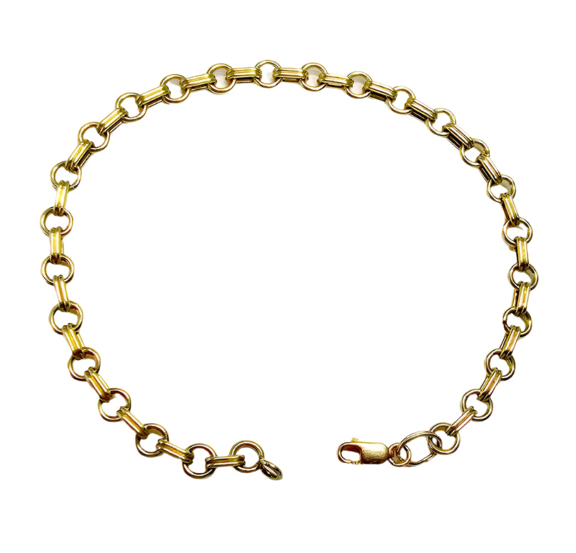 14k Yellow Gold Rolo Link Solid Chain Bracelet 7.75 inches 5.0 mm 7.6 Grams