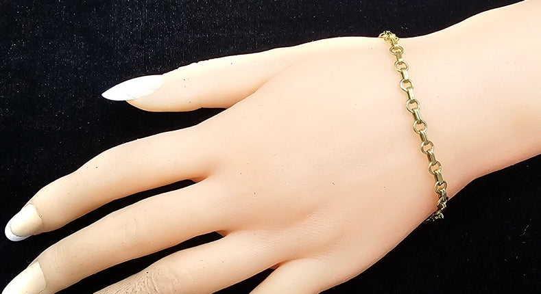 14k Yellow Gold Rolo Link Solid Chain Bracelet 7.75 inches 5.0 mm 7.6 Grams