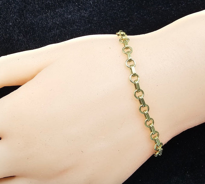 14k Yellow Gold Rolo Link Solid Chain Bracelet 7.75 inches 5.0 mm 7.6 Grams