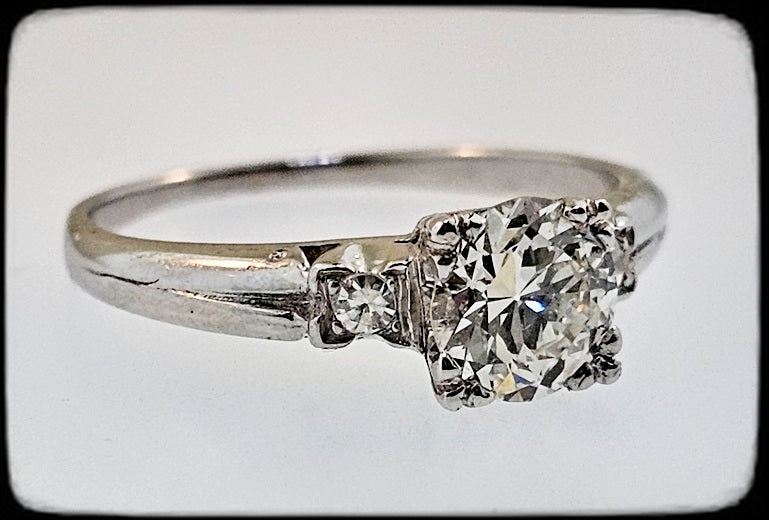 Vintage Platinum Engagement Ring 0.86ct Old European Cut Diamond Fishtail Setting Sz 6.75