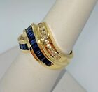 RJM 14K Yellow Gold 4.70ctw Baguette Sapphire Diamond Channel Knot Band Ring