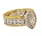 14k White & Yellow Gold Marquise 0.50 CT Diamond & Round Accent Engagement Ring