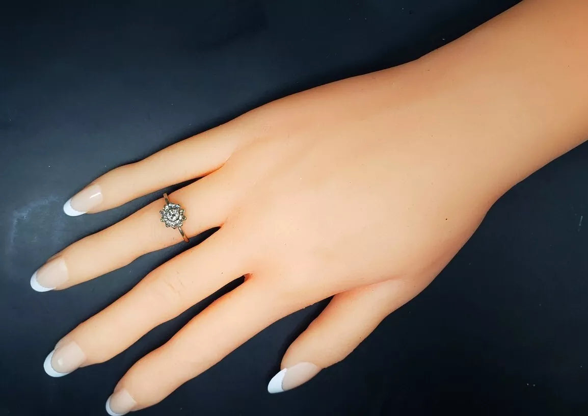 Vintage 14K White Gold Diamond Cluster Cocktail Flower Right Hand Ring 1/2 ctw Sz 6