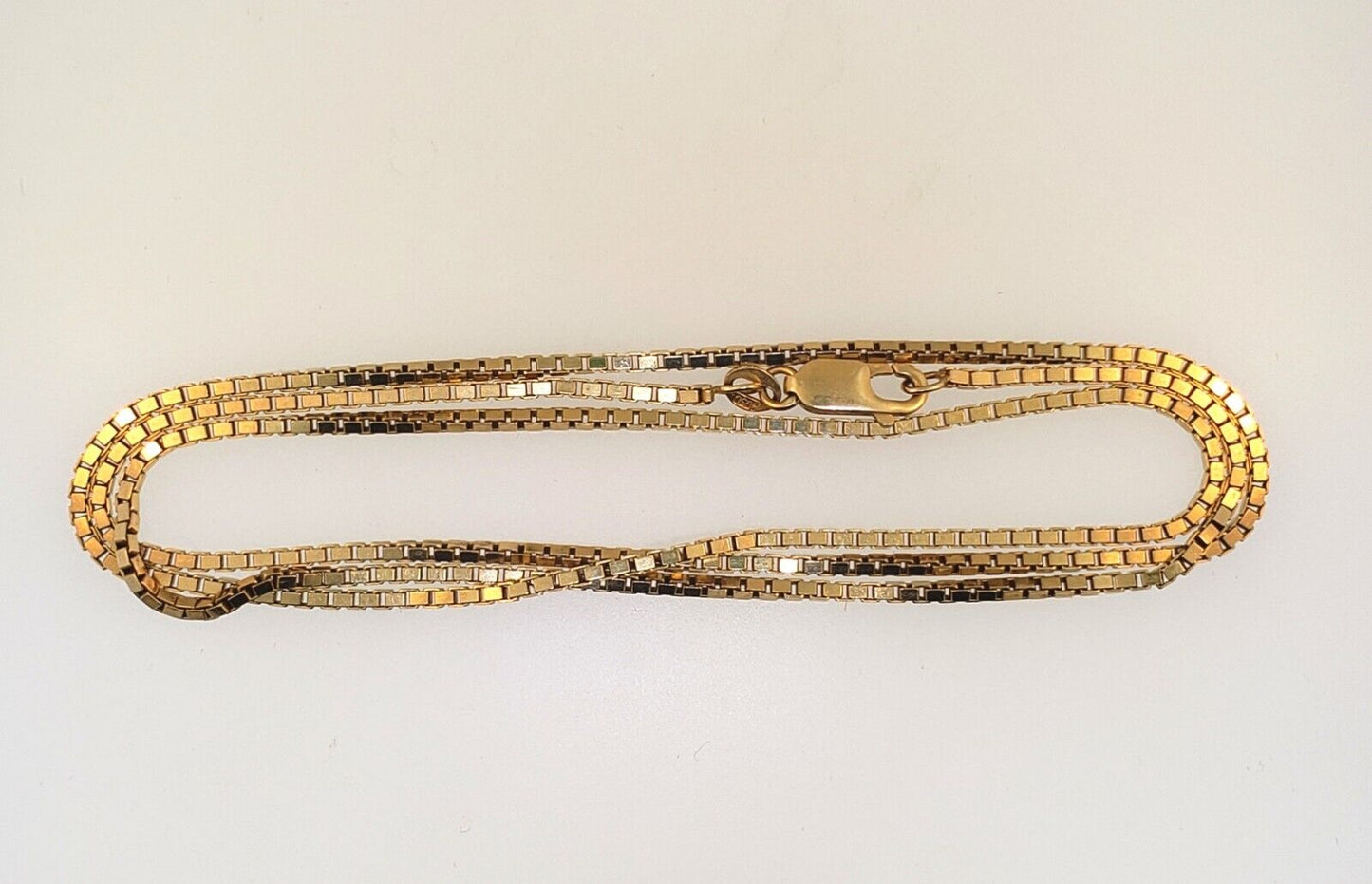 Vintage 14k Yellow Gold 24" Italy Box Link Chain Necklace 1.5mm Wide 585