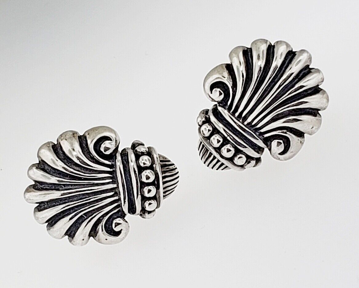 Vintage KABANA Sterling Silver Stud Earrings Fleur Des Lis