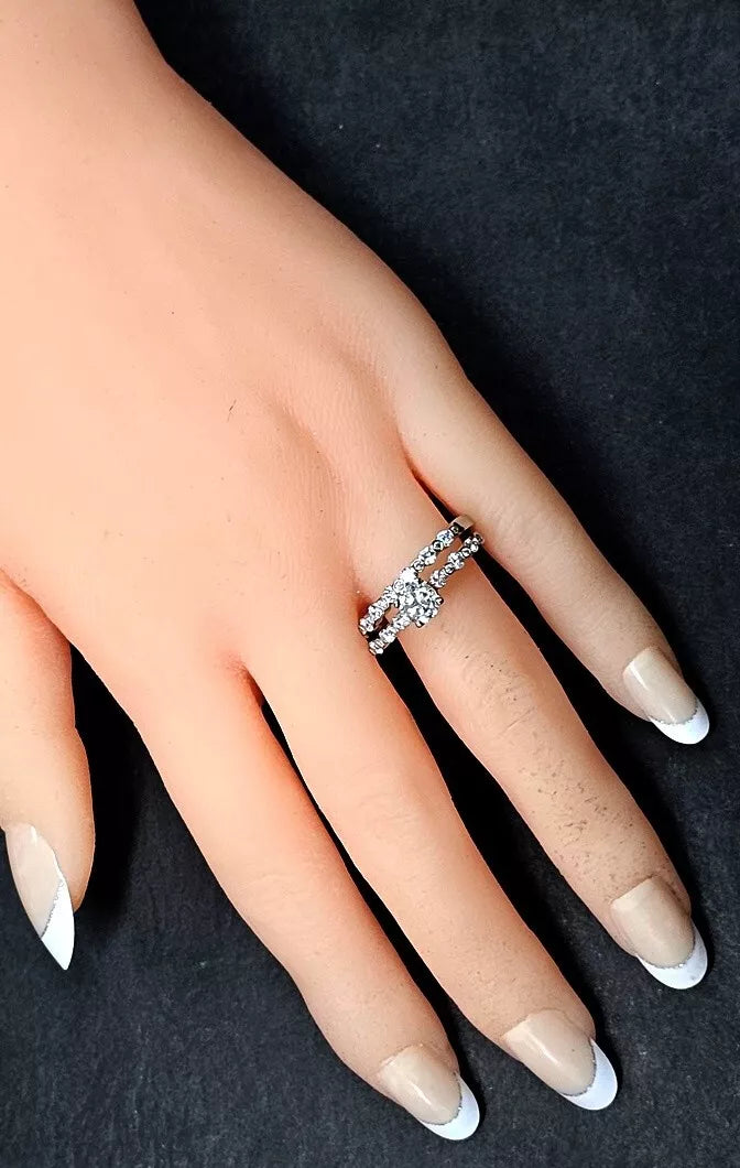 ~1.40 CTW ROUND BRILLIANT CUT NATURAL DIAMOND ENGAGEMENT WEDDING RING SET SIZE 8.5
