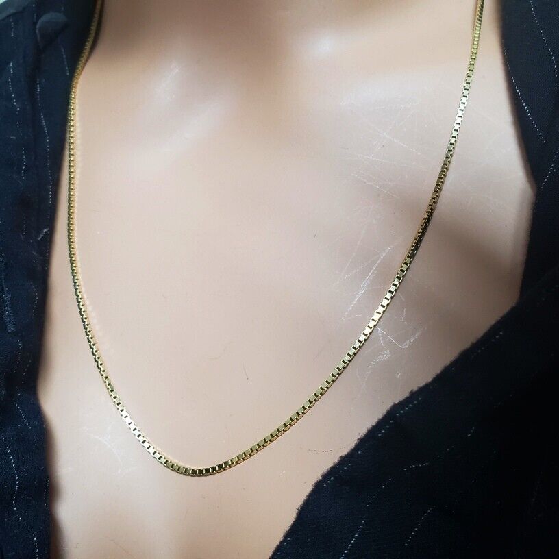 Vintage 14k Yellow Gold 24" Italy Box Link Chain Necklace 1.5mm Wide 585