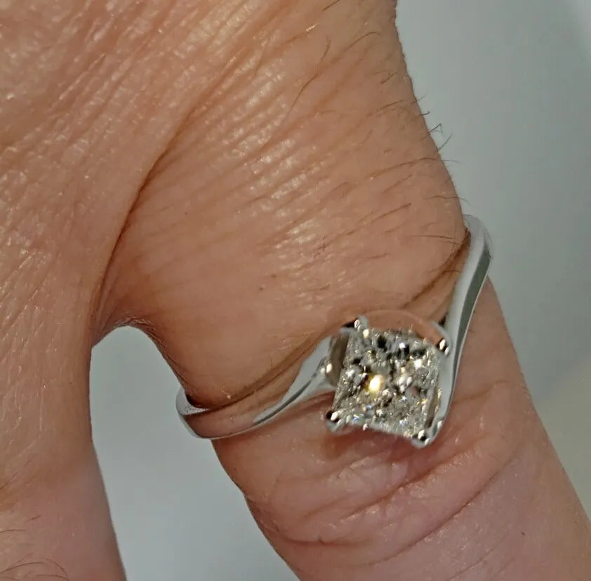 Vintage Certified 1/2 Carat Natural Princess Cut Diamond F VS2 By-Pass Ring Size 8