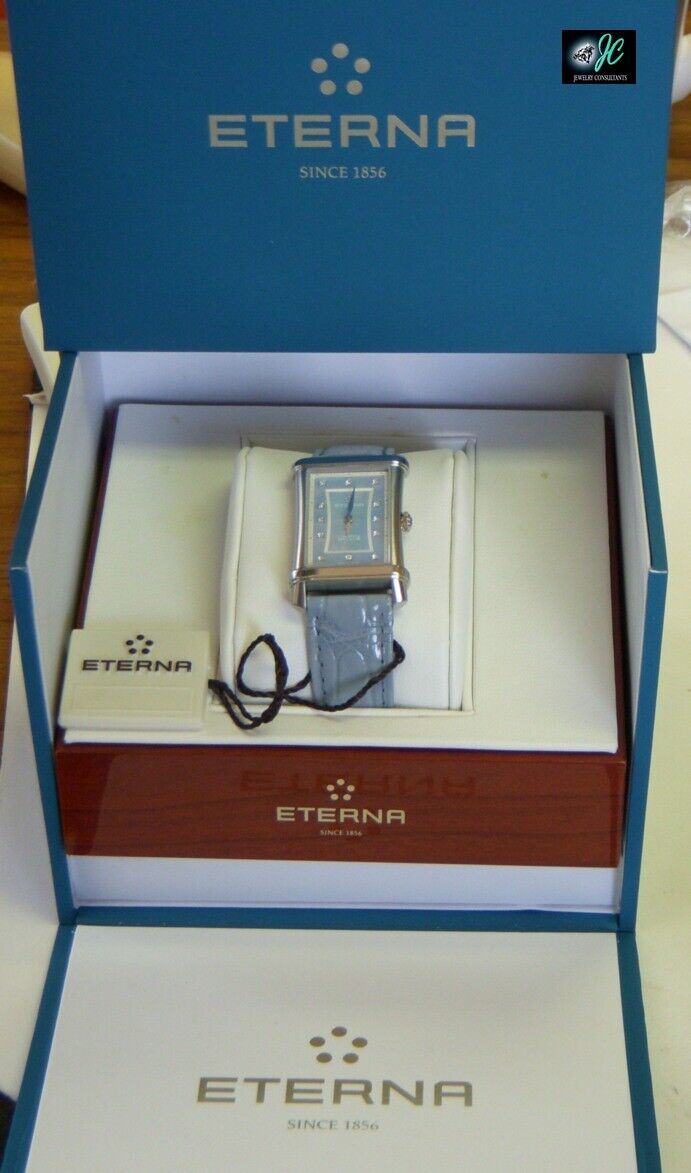 ETERNA CONTESSA, pearl blue 2-hands ladies diamond watch