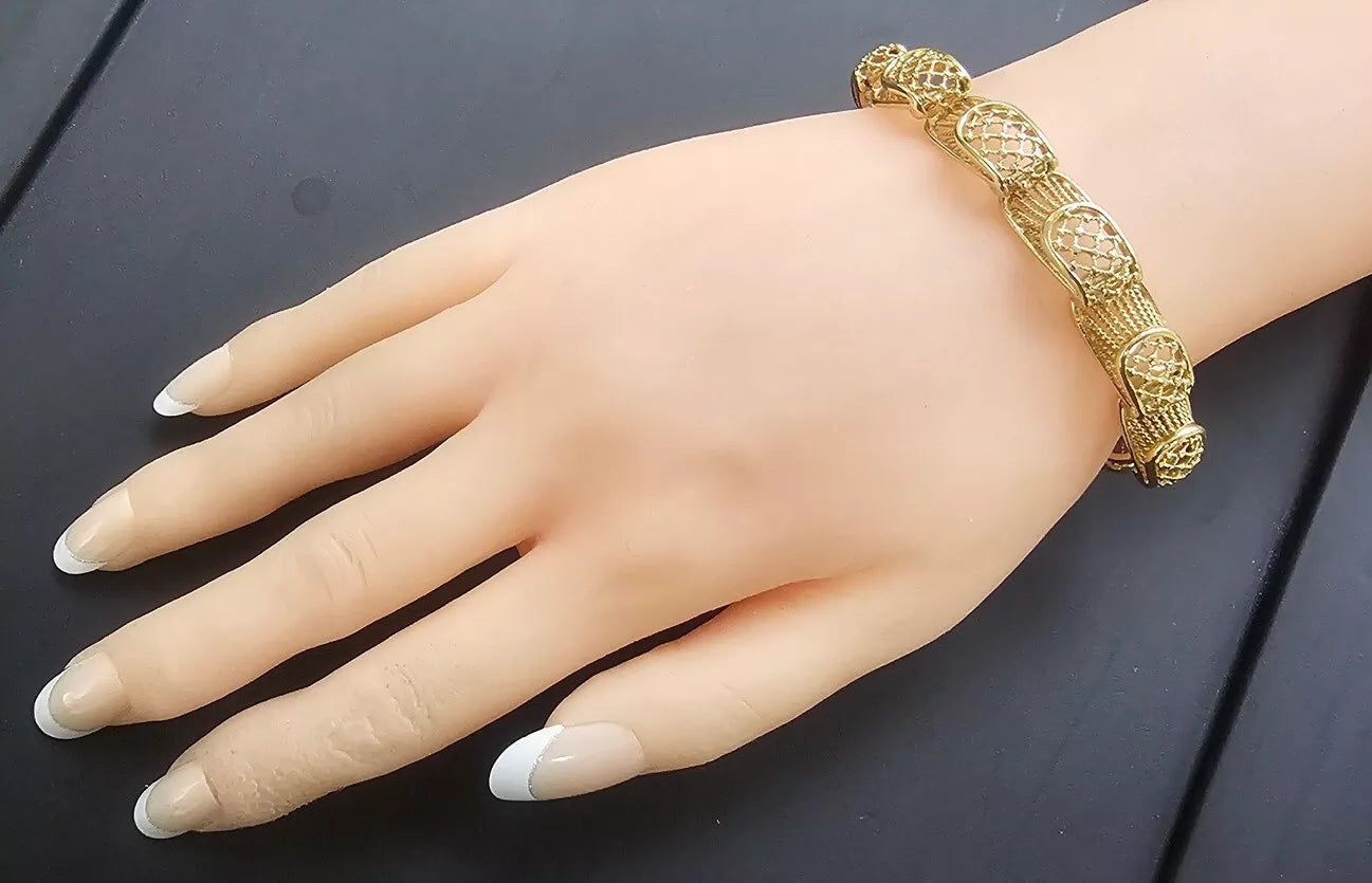 Vintage Filigree Openwork 14K Yellow Gold Link Bracelet 7" 29.2gm 14kt 585