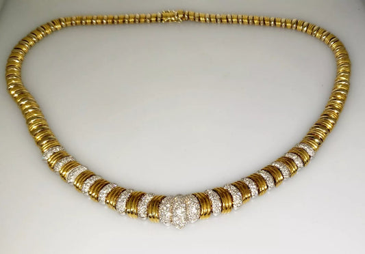 Elegant Vintage 18k Tu Tone Gold Diamond encrusted Collar Necklace ~2.50 cts