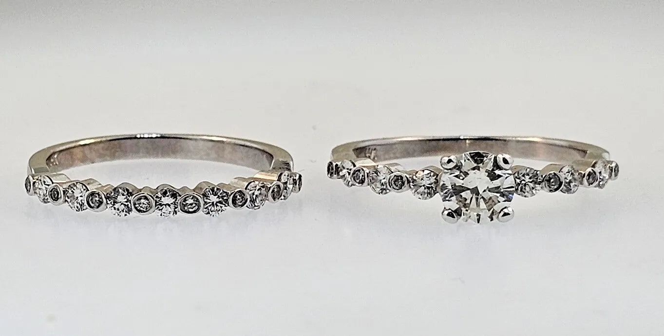 ~1.40 CTW ROUND BRILLIANT CUT NATURAL DIAMOND ENGAGEMENT WEDDING RING SET SIZE 8.5