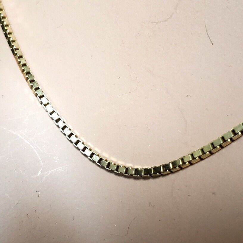 Vintage 14k Yellow Gold 24" Italy Box Link Chain Necklace 1.5mm Wide 585