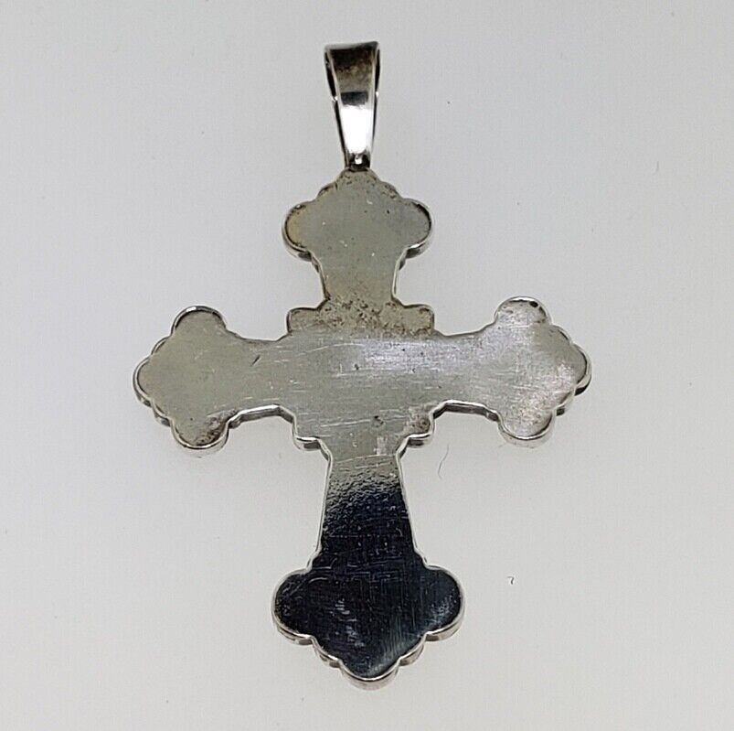 Genuine Signed KABANA 925 Sterling Silver Ornate HEART CROSS Pendant
