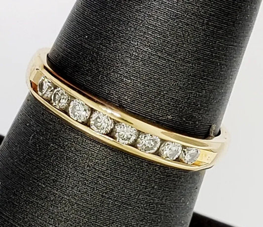 14K Y GOLD CHANNEL SET 1/4 CT DIAMOND WEDDING ANNIVERSARY BAND RING SIZE 7