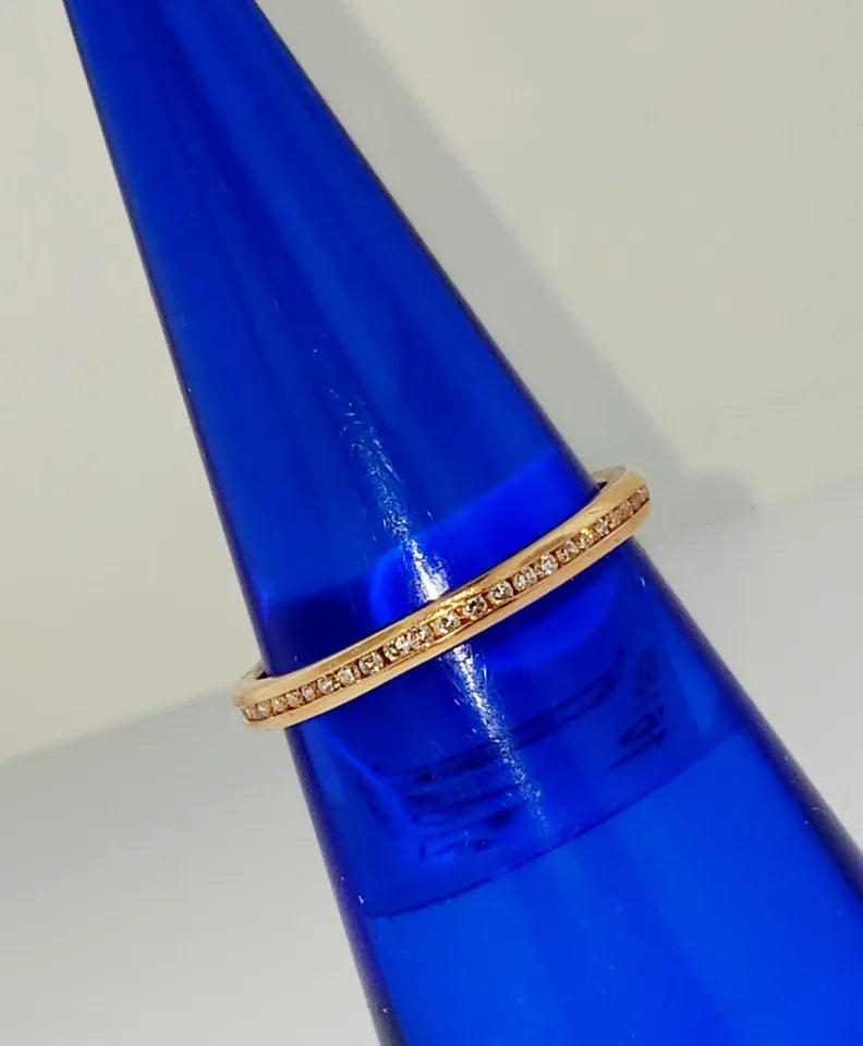 14k Rose Pink Gold ROUND DIAMOND Wedding Stack Anniversary Eternity Ring Band