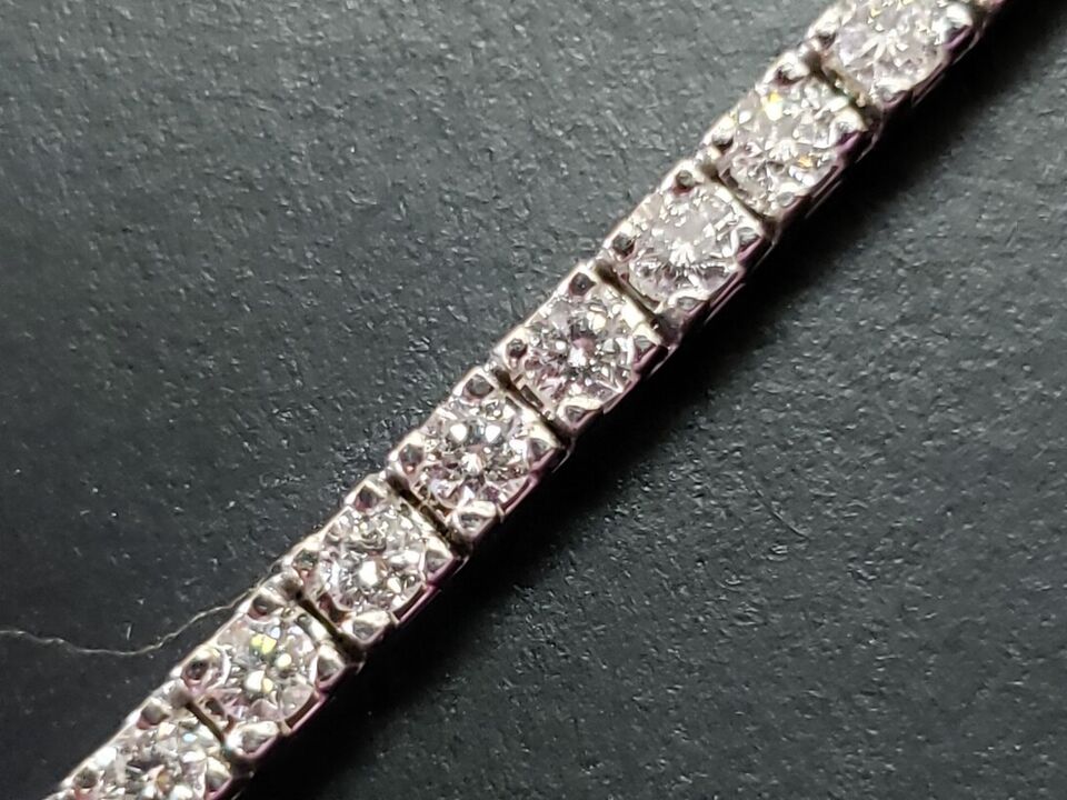 Estate ~3.00ct Natural Diamond Tennis Line Bracelet 14k White Gold 7" 11.4g
