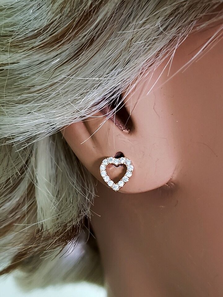 Heart Stud Earring with Diamond in 14k ROSE PINK Gold (D .19ctw)