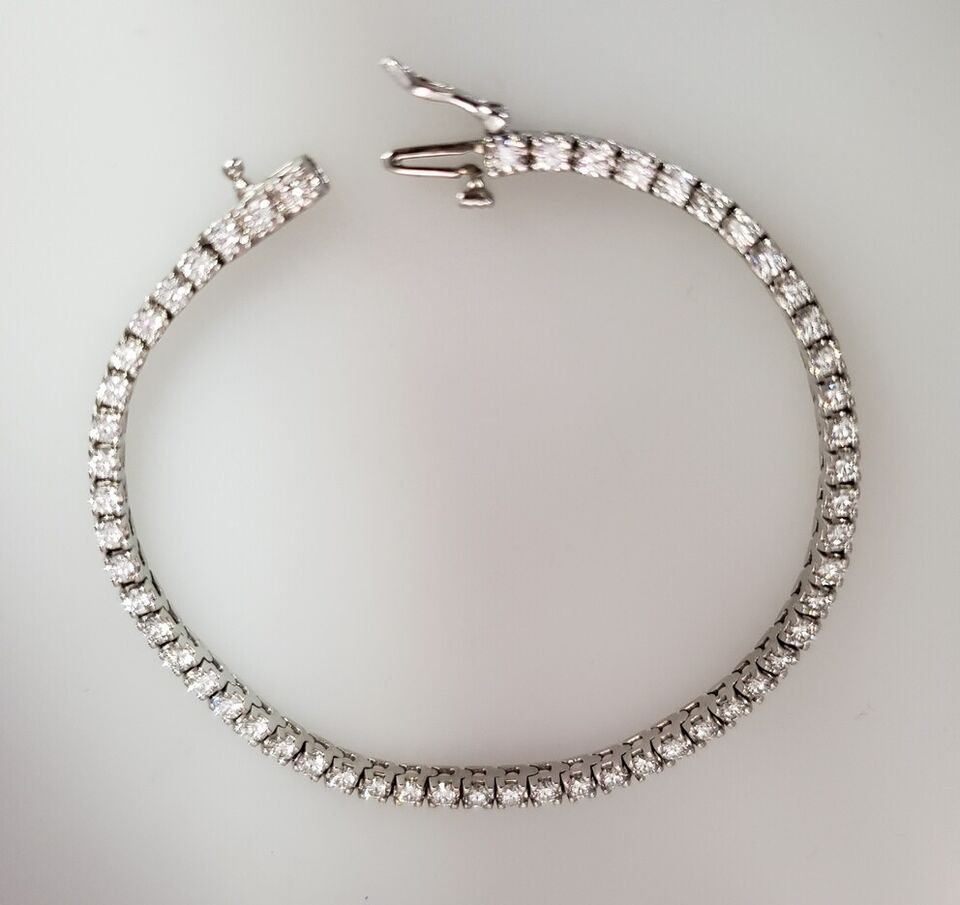 Estate ~3.00ct Natural Diamond Tennis Line Bracelet 14k White Gold 7" 11.4g