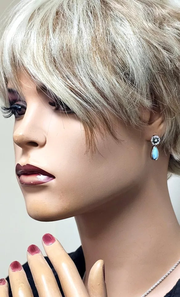MarahLago Hibiscus Larimar Earrings & Pendant Set With White Sapphire