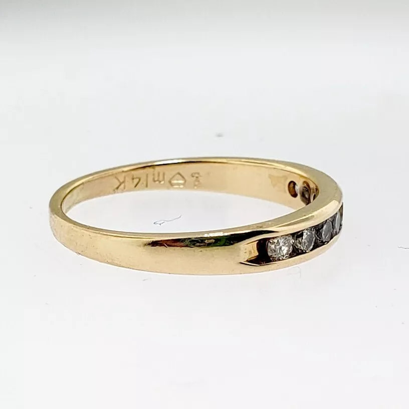 14K Y GOLD CHANNEL SET 1/4 CT DIAMOND WEDDING ANNIVERSARY BAND RING SIZE 7