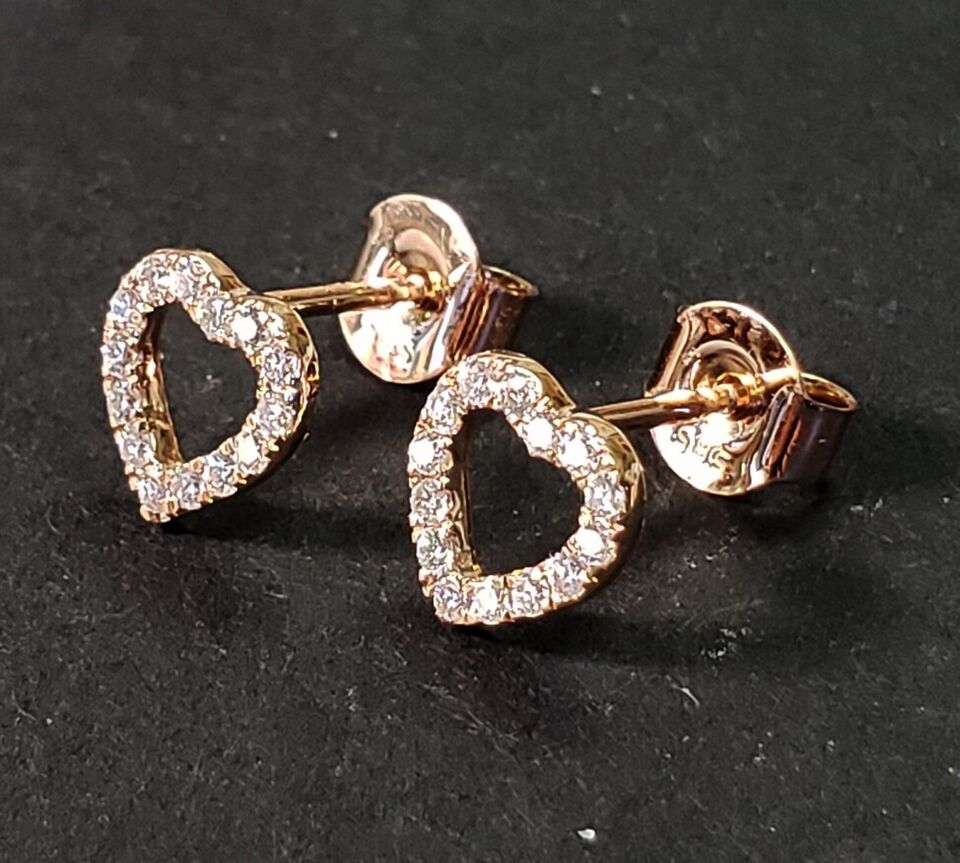 Heart Stud Earring with Diamond in 14k ROSE PINK Gold (D .19ctw)