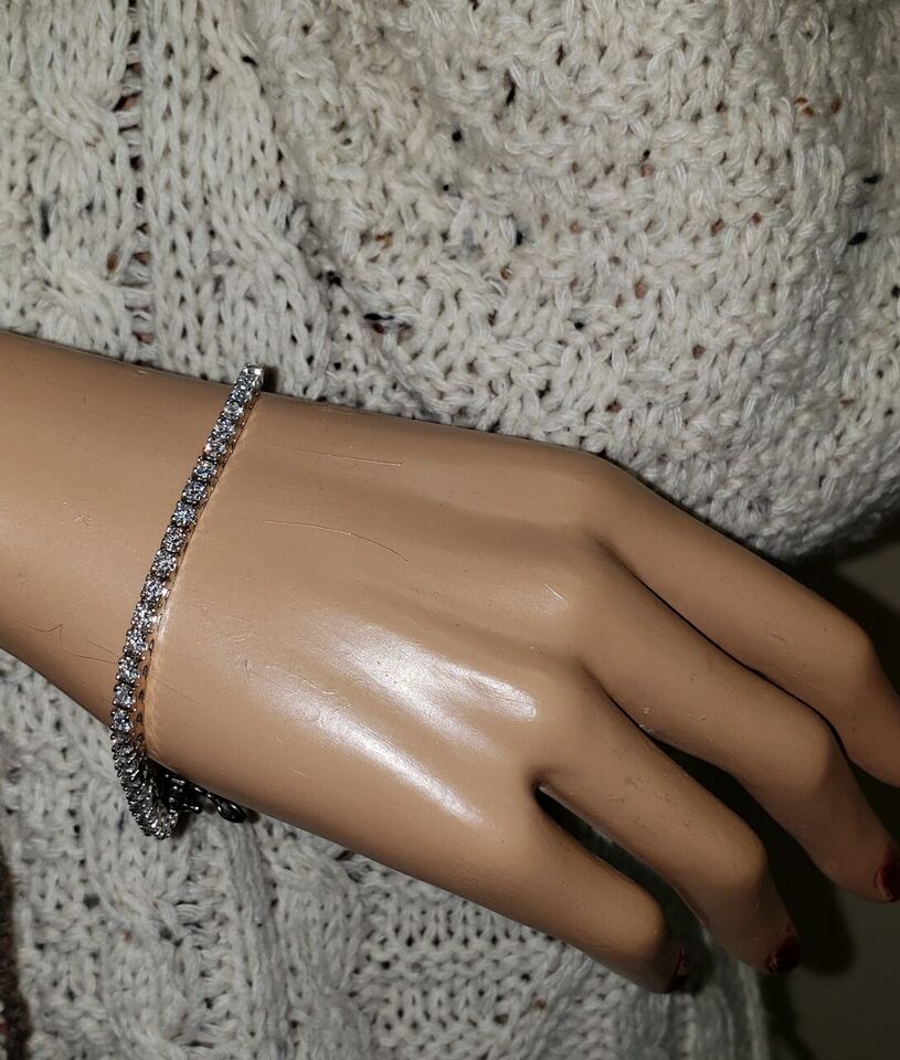 Estate ~3.00ct Natural Diamond Tennis Line Bracelet 14k White Gold 7" 11.4g