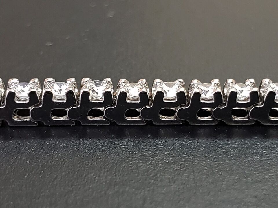 Estate ~3.00ct Natural Diamond Tennis Line Bracelet 14k White Gold 7" 11.4g