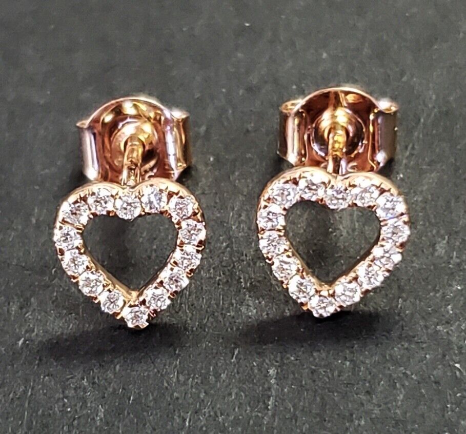 Heart Stud Earring with Diamond in 14k ROSE PINK Gold (D .19ctw)