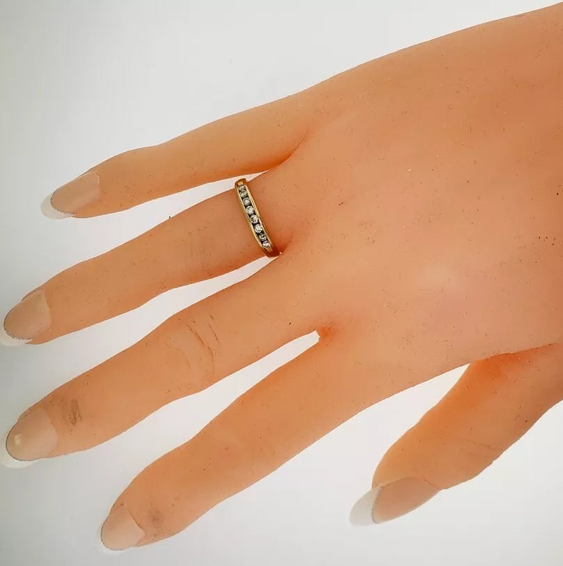 14K Y GOLD CHANNEL SET 1/4 CT DIAMOND WEDDING ANNIVERSARY BAND RING SIZE 7