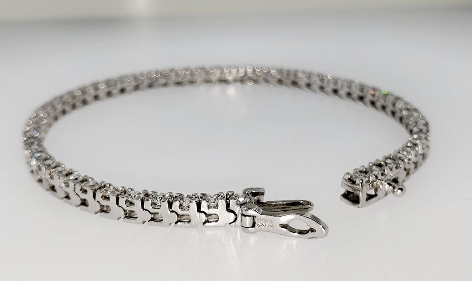 Estate ~3.00ct Natural Diamond Tennis Line Bracelet 14k White Gold 7" 11.4g