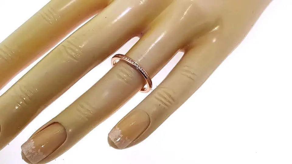 14k Rose Pink Gold ROUND DIAMOND Wedding Stack Anniversary Eternity Ring Band