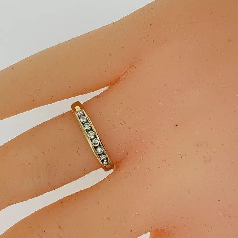 14K Y GOLD CHANNEL SET 1/4 CT DIAMOND WEDDING ANNIVERSARY BAND RING SIZE 7
