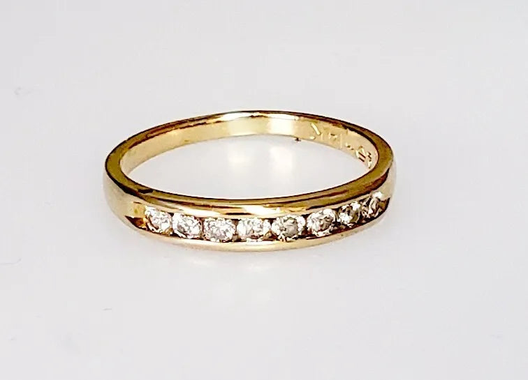 14K Y GOLD CHANNEL SET 1/4 CT DIAMOND WEDDING ANNIVERSARY BAND RING SIZE 7