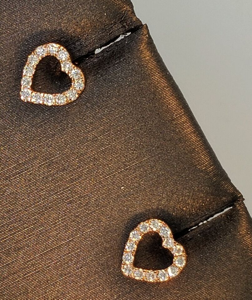 Heart Stud Earring with Diamond in 14k ROSE PINK Gold (D .19ctw)