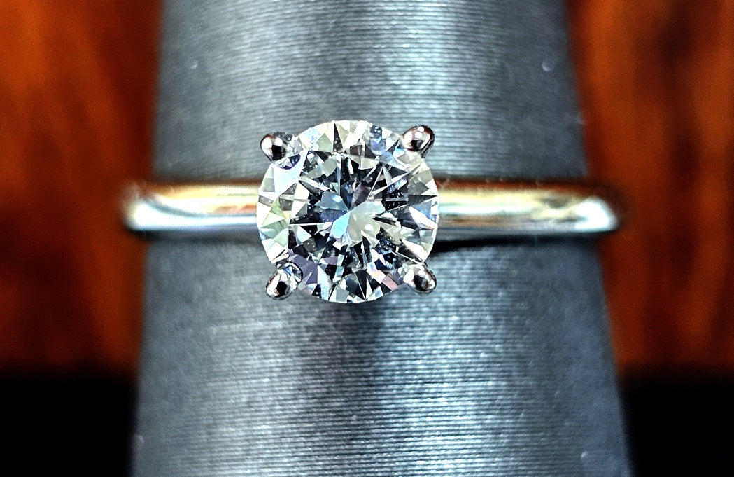 GIA .71 Ct Natural Round Brilliant Cut Diamond F SI1 Solitaire Platinum Ring