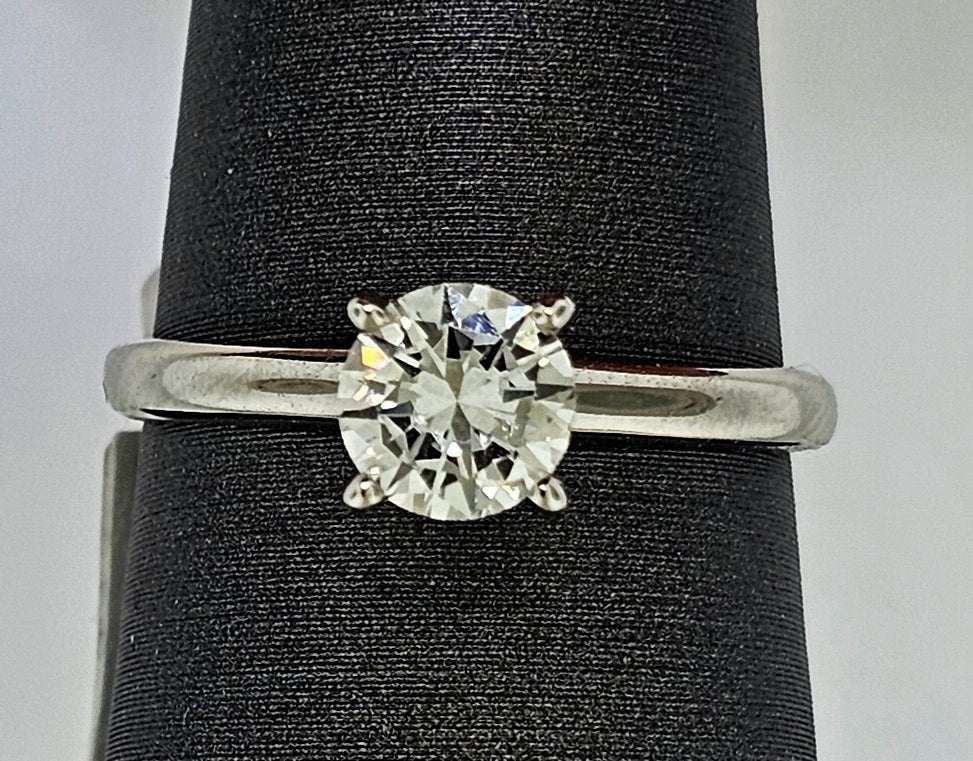 GIA .71 Ct Natural Round Brilliant Cut Diamond F SI1 Solitaire Platinum Ring