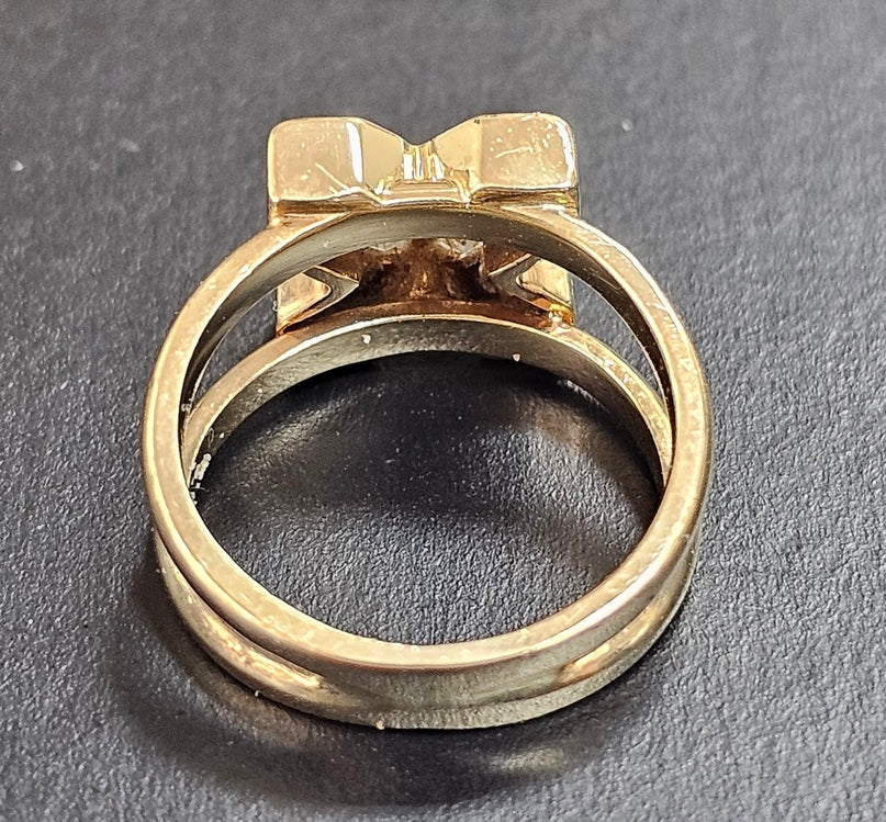 Vtg 14k Y Gold ~1/3ctw Round Brilliant Diamonds Cocktail Pinky X Ring Sz3