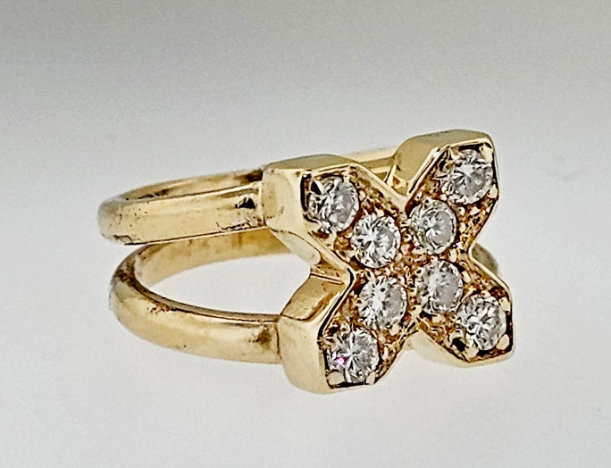 Vtg 14k Y Gold ~1/3ctw Round Brilliant Diamonds Cocktail Pinky X Ring Sz3