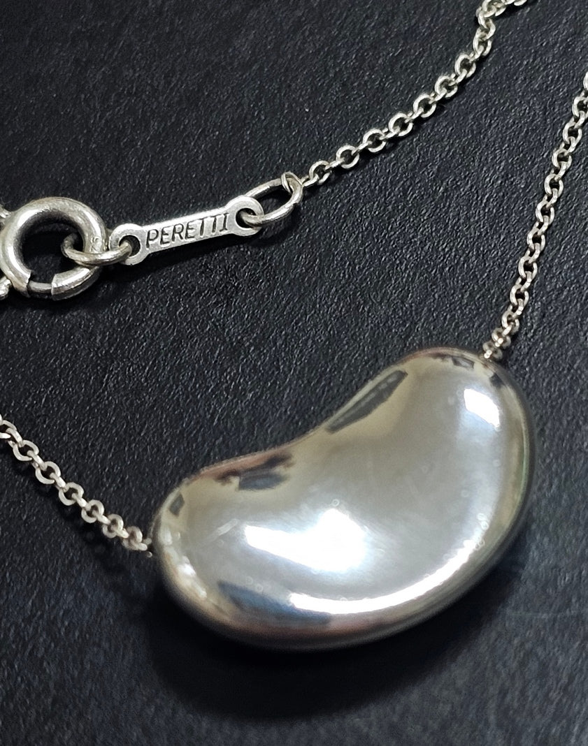 ELSA PERETTI Signed TIFFANY & CO Kidney Bean Pendant 925 Sterling Necklace 17"