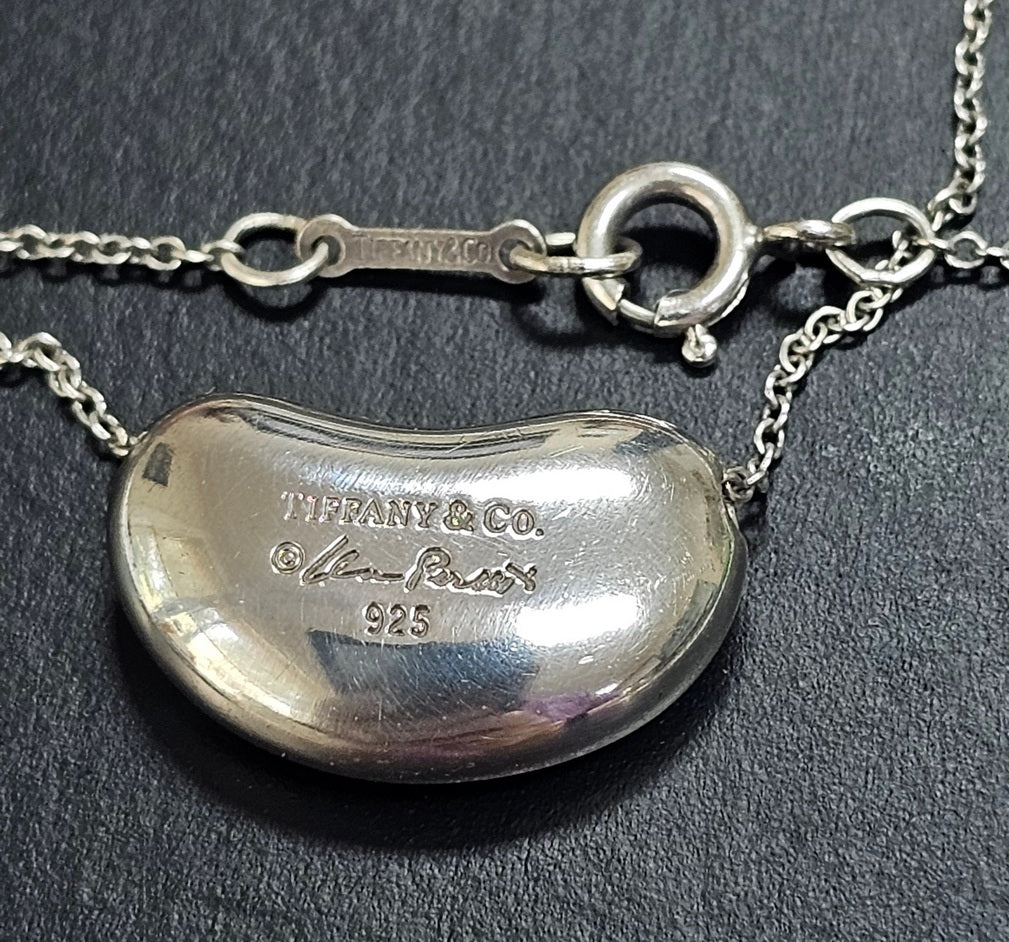 ELSA PERETTI Signed TIFFANY & CO Kidney Bean Pendant 925 Sterling Necklace 17"