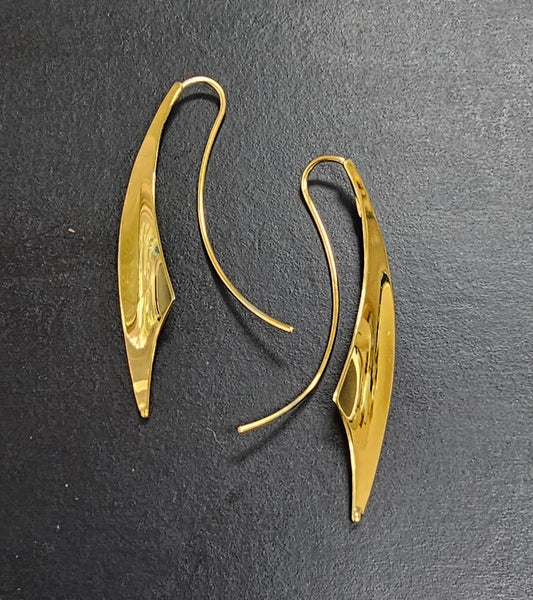 Rare Vintage Ed Kum 925 Vermeil Gold Over Sterling Silver   Jewelry Dangle Earring