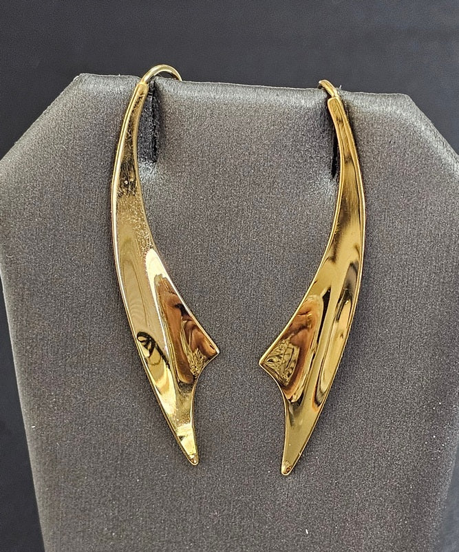 Rare Vintage Ed Kum 925 Vermeil Gold Over Sterling Silver   Jewelry Dangle Earring