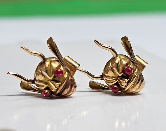 Vintage 18K Solid Gold Colombian Devil Mask Earrings - Carnaval de Riosucio 2.5g